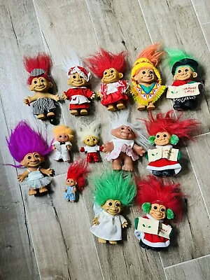 Lot Of 13 - Vintage Troll Dolls DAM Russ - Christmas  Indian  Cheerleader …… • $44.99