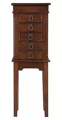 Vintage Jewelry Armoire Cabinet Chest Big Storage Organizer W/Drawers Walnut US • $86
