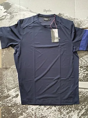 RAPHA Mens Tech T-shirt Jersey Cycling Navy BNWT Roadwear Size XXL BRAND NEW • $85