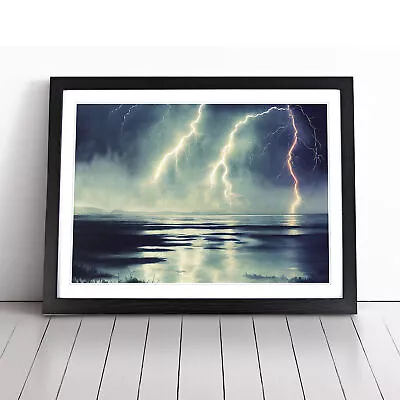 Exhilarating Lightning Storm Wall Art Print Framed Canvas Picture Poster Decor • £14.95