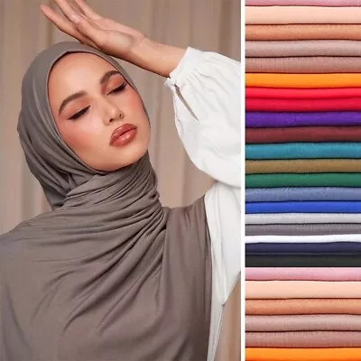 JERSEY SCARF Shawl Wrap Hijab Stretchy Big Large Plain Maxi Many Colours • £3.75