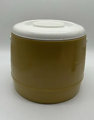 Vtg 4 Qt INSULATED Ice Bucket W/ Lid Bee Plastics Harvest Gold Cook Out Picnic • $15.99