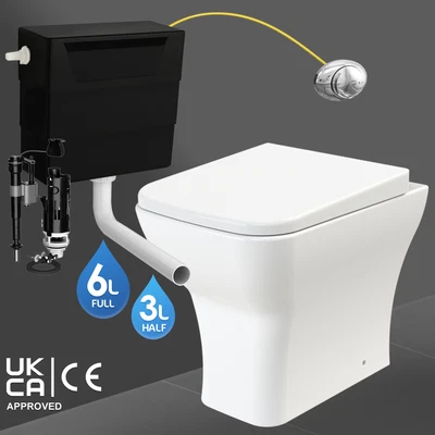 £109.95 • Buy Back To Wall Toilet Rimless Square BTW Pan & Dual Flush Concealed Cistern Set