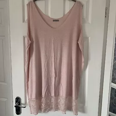 Made In Italy Pink Long Vest Top Size 22-24 New Without Tags • £3.99