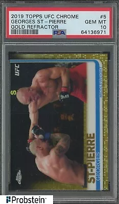 2019 Topps UFC Chrome Gold Refractor #5 Georges St-Pierre 20/50 PSA 10 GEM MINT • $50