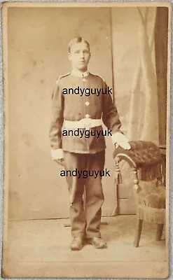 Cdv Military Soldier In Uniform By Long Cardiff Wales Antique Photo Welsh • £8.95