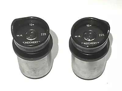 Pair Reichert Stereo Microscope Eyepieces – 10x – W.S. 225 • £39.50