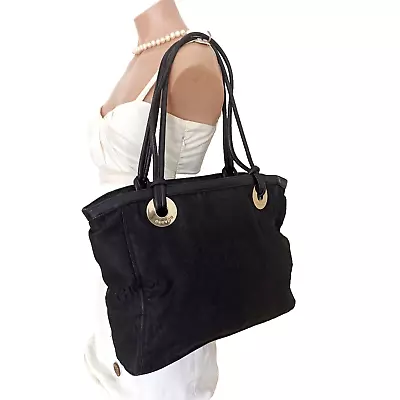 Oroton Black Canvas Leather Tote Bag 3 Compartments • $45