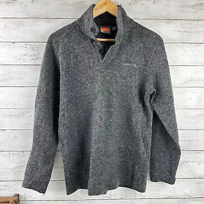 Merrell Men Long Sleeve Mock Neck 1/4 Button Wool Blend Sweater Small Gray • $24.43