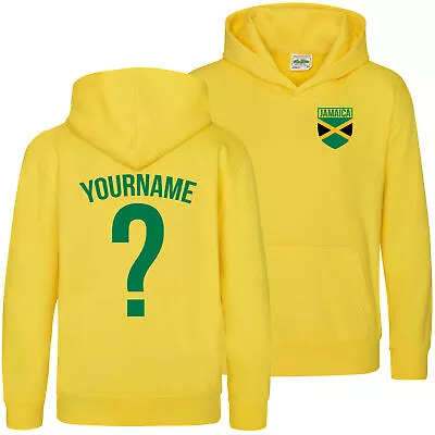 Kids Personalised Jamaica Name And Number Hoodie Football Rugga Rugby Flag • £19.99