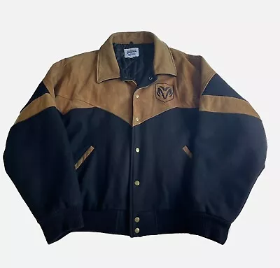 RARE Dodge Ram Mopar Official Merchandise Collection Leather Wool Coat XL • $175