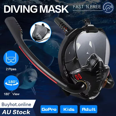Snorkel Goggles Full Face Diving Mask Snorkel Swim 180° View Anti Fog Snorkeling • $25.95