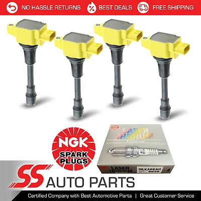 NGK Laser Iridium Spark Plug + Racing Engine Ignition Coil Set For Nissan Altima • $236.86