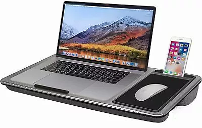 SEFFO Lap Desk Laptop Stand Portable Tray With Cushion Built In Mouse Grey  • £29.99