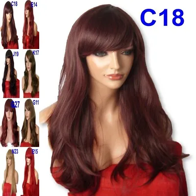 Womens Cheap Fashion Wigs Black Red Brown Blonde Long Curly Straight Wavy Wig UK • £12.99