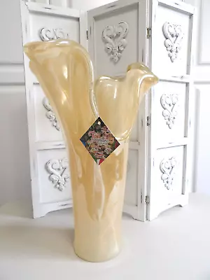 Large Gorgeous 16.5  MURANO Italian Art Glass Handblown Swung Vase~Italy W/tags • $74