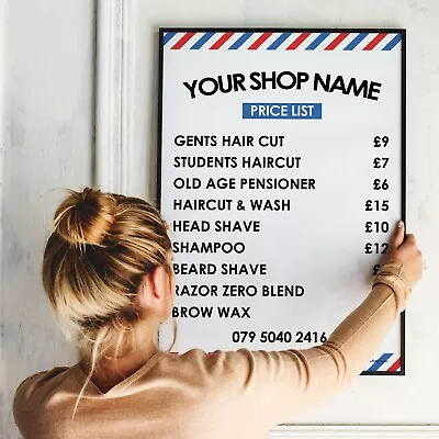 Barber Shop Price List Poster Barber Style Sign Print Barber Price • $38.70