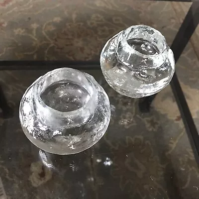 Vintage Brutalist Ice Snow Ball Crystal Tealight Candle Holder Set. Unmarked • $18