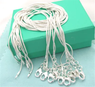 10PCS Wholesale 925 Sterling Solid Silver 1MM 16-30inch Snake Chain Necklace • $6.75