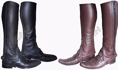 Leather Half Chaps Various Sizes Black/Brown Adults/Children Horse Riding New  • $22