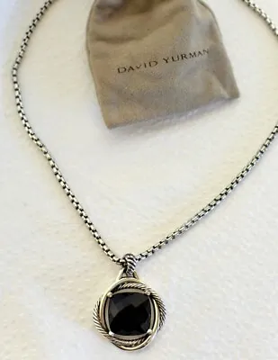 David Yurman Sterling Infinity Enhancer Pendant 17mm Cushion Cut Onyx-Necklace • $239