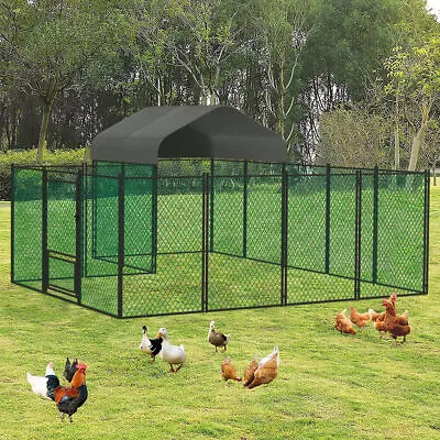 Heavy Duty Walk In Chicken Coop Backyard Farm Poultry Run Cage Barrier With Shed • £139.94