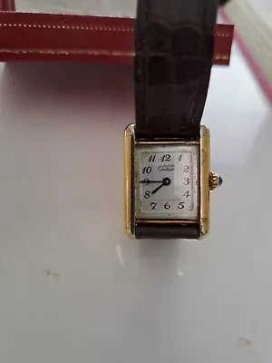 Must De Cartier Tank 18ct Gold On Sterling Silver Ladies Watch Box And Paperwork • £410