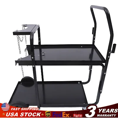 Black Rack Cart 2-Tier Heavy Duty Welder Welding Cart On Wheels • $135