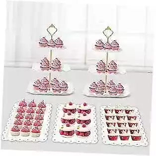  5 Pcs Dessert Table Display Set - 2 X Cupcake Stand Holder/Cup Wave Square • $33.64