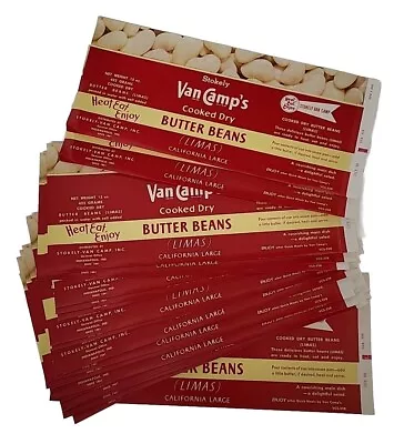 Wholesale Lot 25 Van Camp's Cooked Dry Butter Beans Lima Tin Can Label Paper Vtg • $14.99