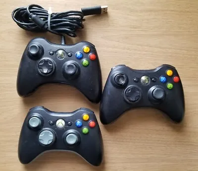 $17 • Buy 3 Oem Official Microsoft Xbox 360 Controllers 2 Wireless 1 Wired Parts Only