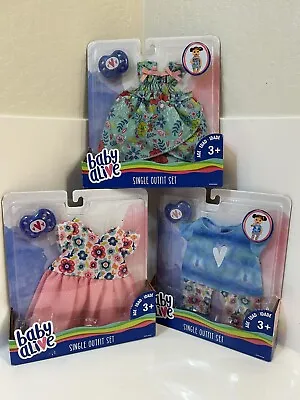 Baby Alive Lot Of 3 Single Outfit Set Clothes Dress Top Pants Pacifier New • $25.98