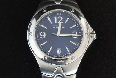 £599.99 • Buy Ebel Sport Wave Quartz Wrist Watch Navy Blue And Chrome Stainless Steel Strap