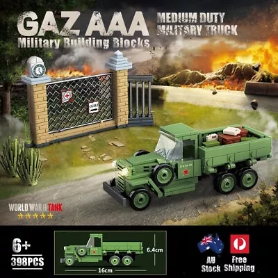 398PCS Medium Duty Military Truck Building Blocks WW2 Series MOC Set Brick Model • $29.95