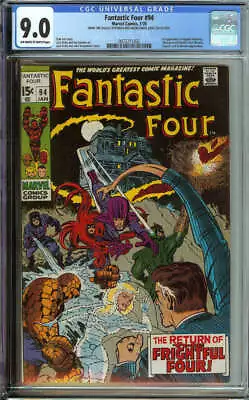 $610 • Buy Fantastic Four #94 Cgc 9.0 Ow/wh Pages // 1st Appearance Of Agatha Harkness 1970