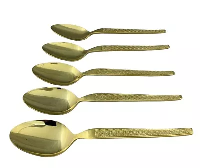 Trocadero Gold Toned Stainless Flatware - 5 Soup Spoons 7  - Korea • $12.65