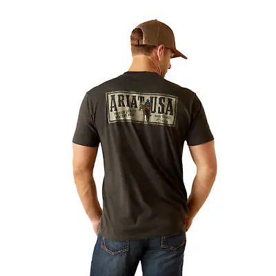 Ariat Men's Rider Label Charcoal Heather T-Shirt 10051421 • $25.97