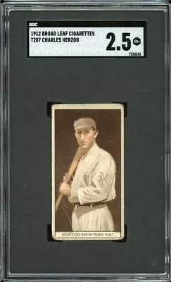 1912 T207 - Broadleaf Back - Herzog- New York Giants - SGC 2.5 - Tough • $200