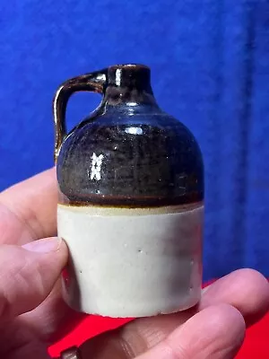 Antique Miniature Stoneware BROWN & WHITE Jug AA-170 • $4.85