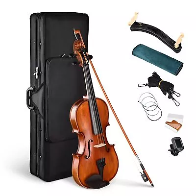 Vif 4/4 Full Size Ebony Hand Made Student Violin Fiddle W/ Case Bow Rosin Set • $119.90