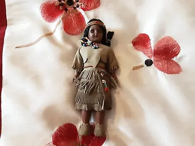 Native American Doll Carrying Baby Papoose On Back - Leather Red Indian Clothes  • £3.50