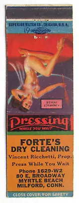 Forte's Dry Cleaning - Milford Connecticut 20 Strike Matchbook Cover Pinup Girl • $2
