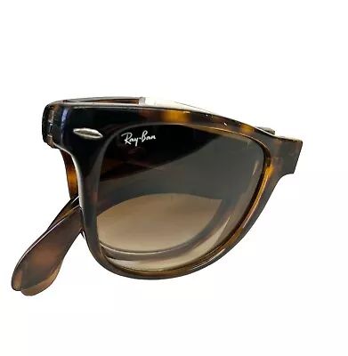 Ray-Ban RB 4105 710/51 Folding Wayfarer Sunglasses Brown Tortoise 54mm READ • $75