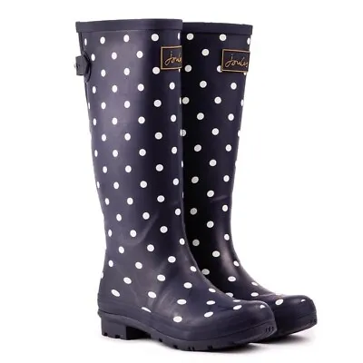 Joules Welly Print Women's Rubber Rain Boots Waterproof Navy Spot • $29.99