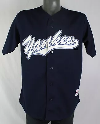 Vintage Y2K Derek Jeter New York Yankees Script Spell Out Baseball Jersey Mens M • $34.99