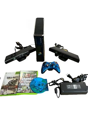 $49 • Buy Xbox 360 S Bundle 1439 Console 250GB, OEM Controller, Power, AV, 2 Kinect, Games
