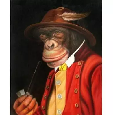 High Quality Handmade Abstract Art Oil Painting Smoking Cowboy Monkey • $79.20