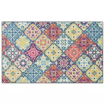 Precision Printed Kitchen Rug Moroccan Tile Blue 2' X 3' 4  • $35.08