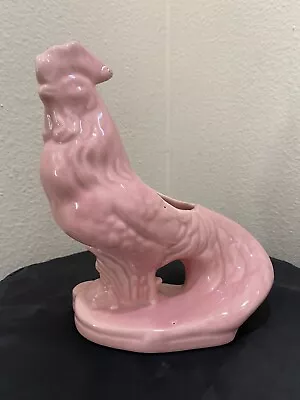 McCoy Pottery Vase Pink Rooster Mid Century Ceramic Planter Chicken USA 8” VTG • $26.39