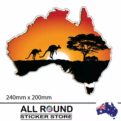 240mm Australia-Map-sticker-with-kangaroo-sunset- For Motorhome Boat Truck Ca • $16.31
